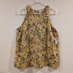 NWT Old Navy Yellow Floral Tank Top, Size Medium